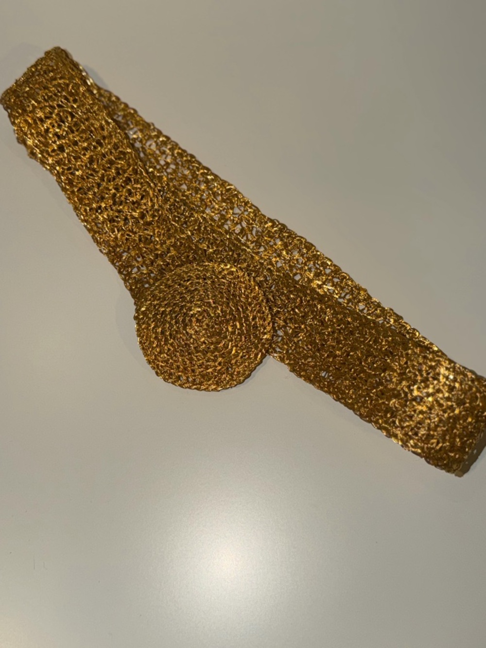 Vintage Wire Wrap Gold-Tone Wide Adjustable Belt